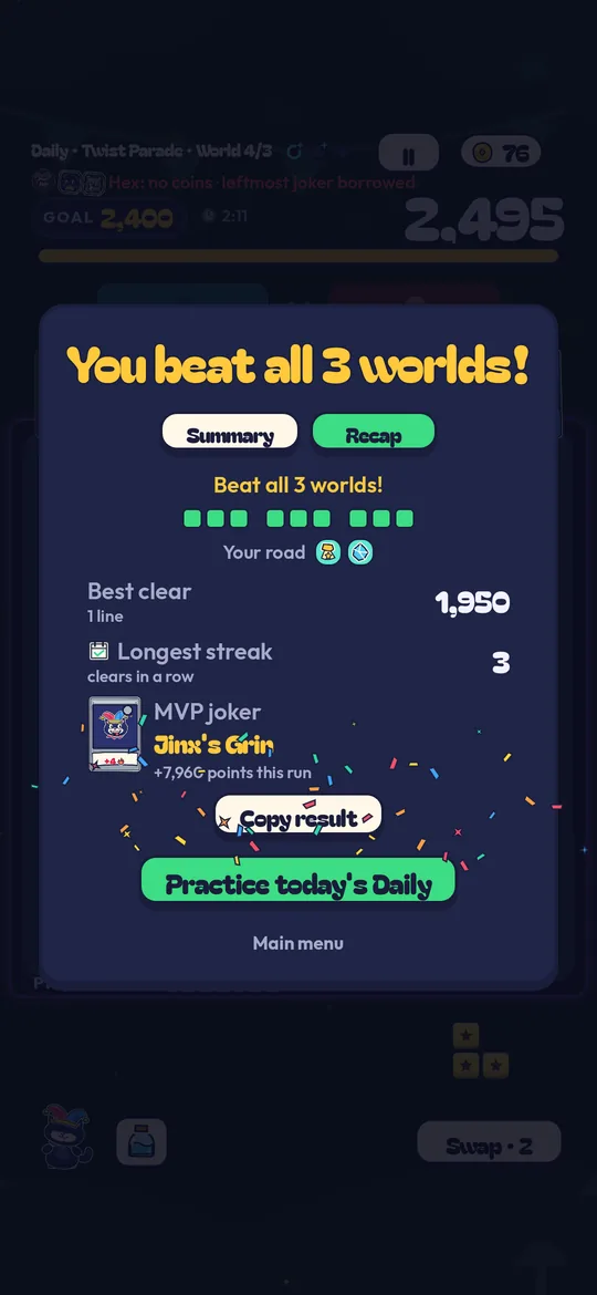 A Daily run's result